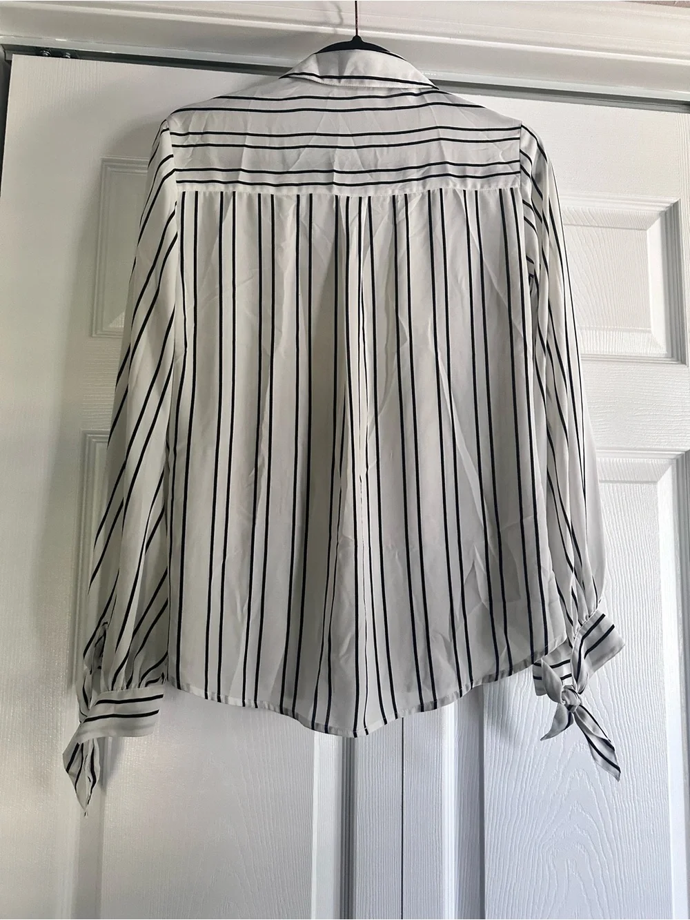 Express White Button-Down Shirt with Black Stripes